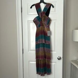 Saylor Metallic Halter Dress